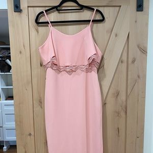 Nanette Lepore pink lace midi dress